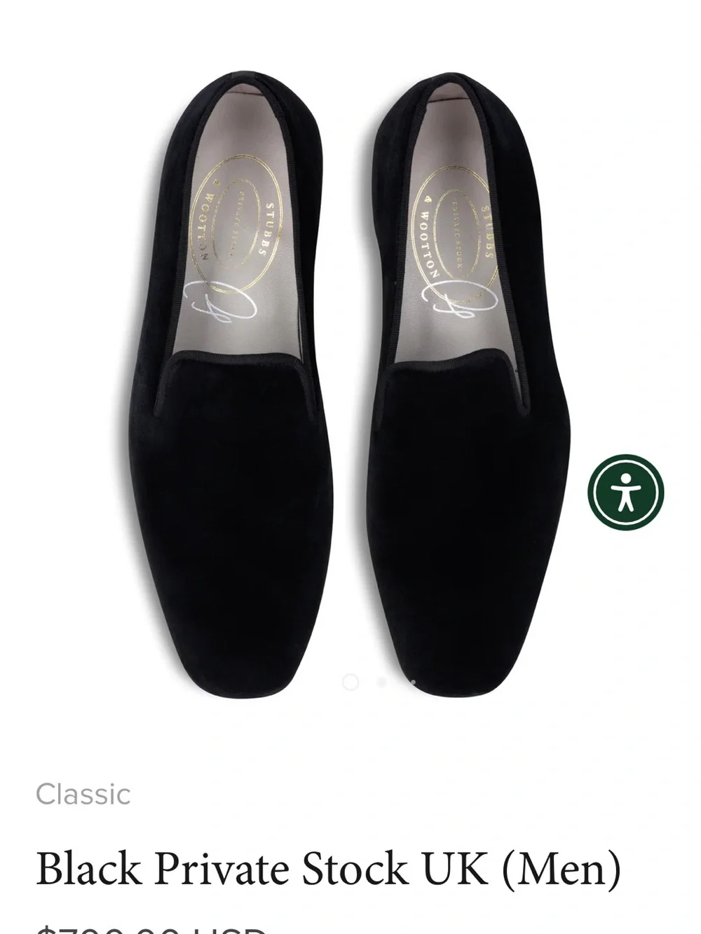 Stubbs & Wootton Black VELVET SLIPPER. Never Worn!! Size US9.5/UK9/EU43
